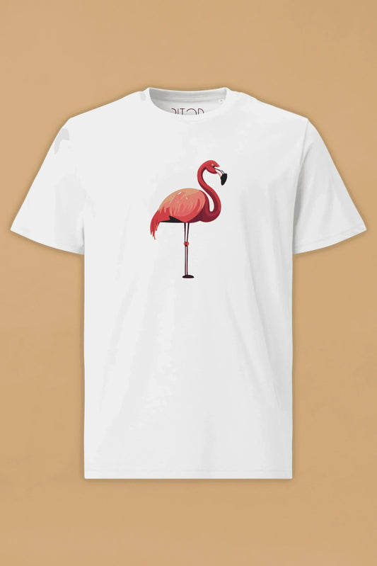Flamingo White Organic Cotton T-Shirt – Unisex