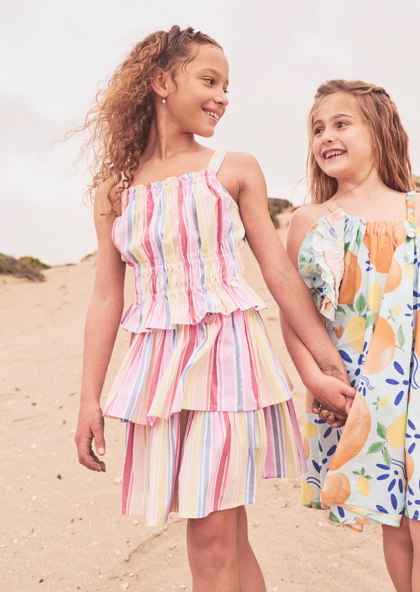 Girls Stripe Tiered Summer Skirt | Angel & Rocket