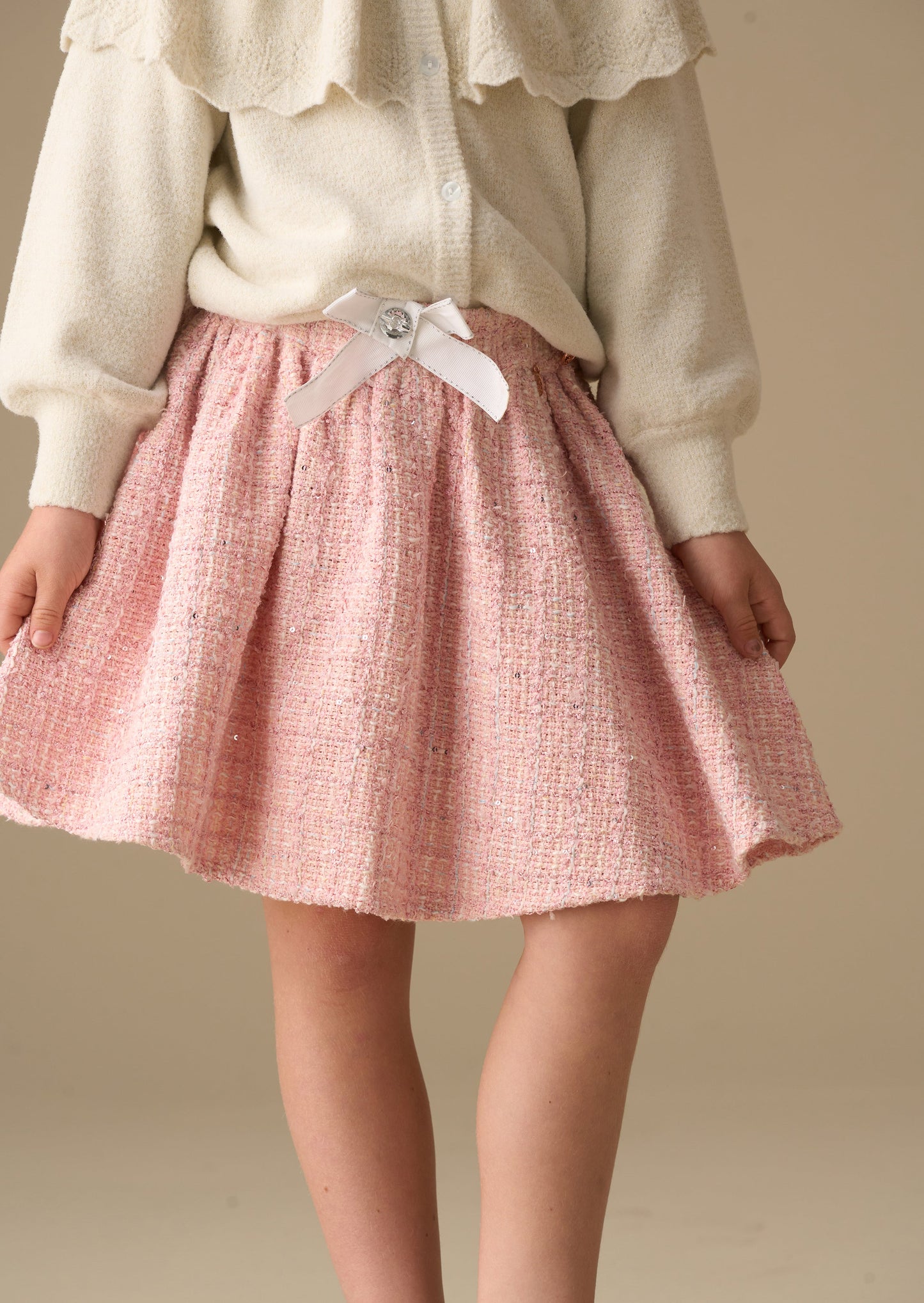 Girls Pink Sequin Tweed Skirt | Angel & Rocket