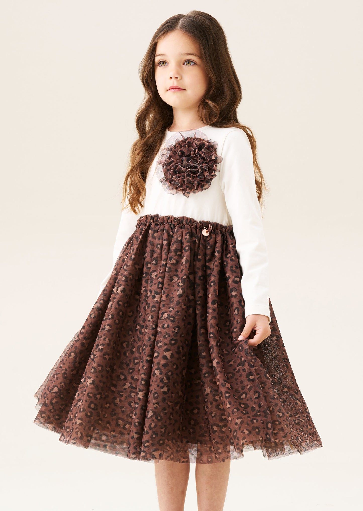 Girls Animal Print Corsage Mesh Dress | Angel & Rocket