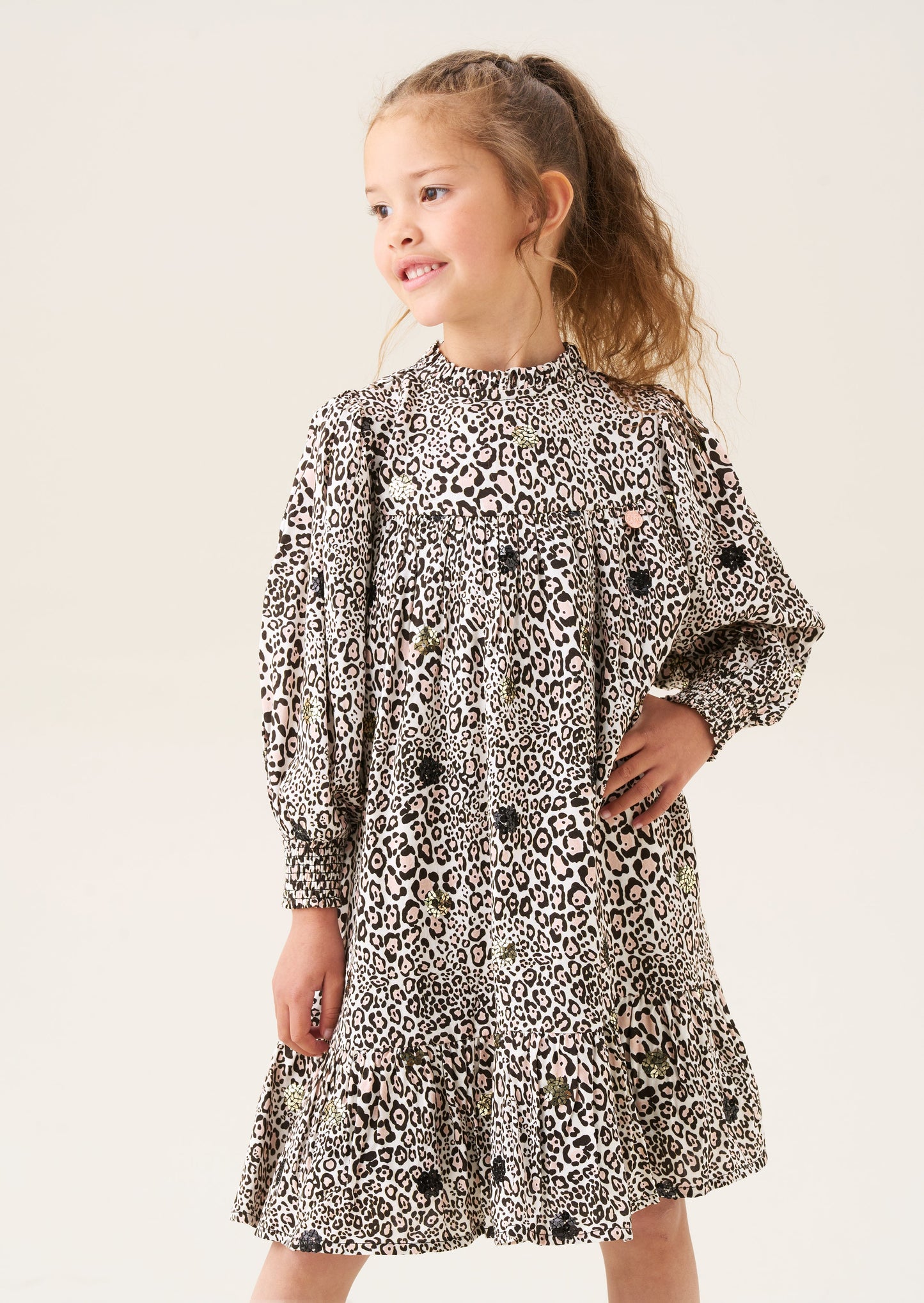Girls Leopard Sequin Embellished Dress | Angel & Rocket