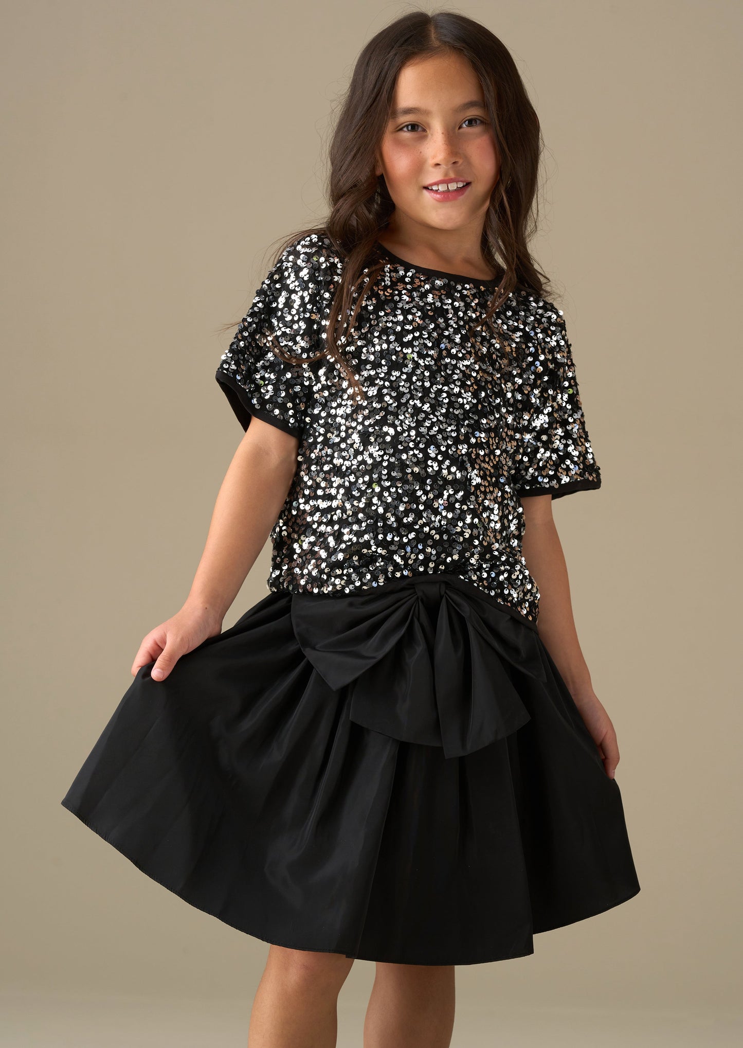 Girls Black Statement Bow Party Skirt | Angel & Rocket