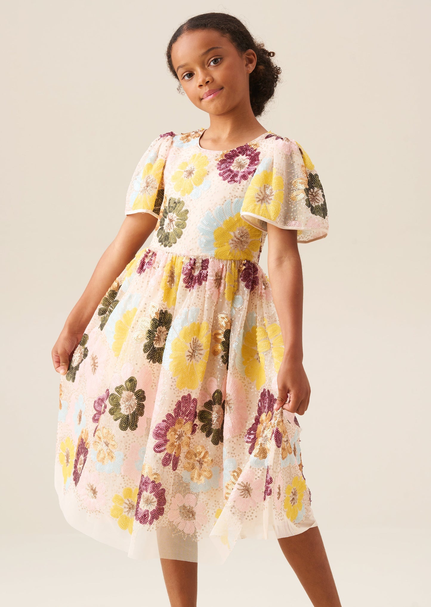 Girls Sequin Flower Party Dress | Angel & Rocket