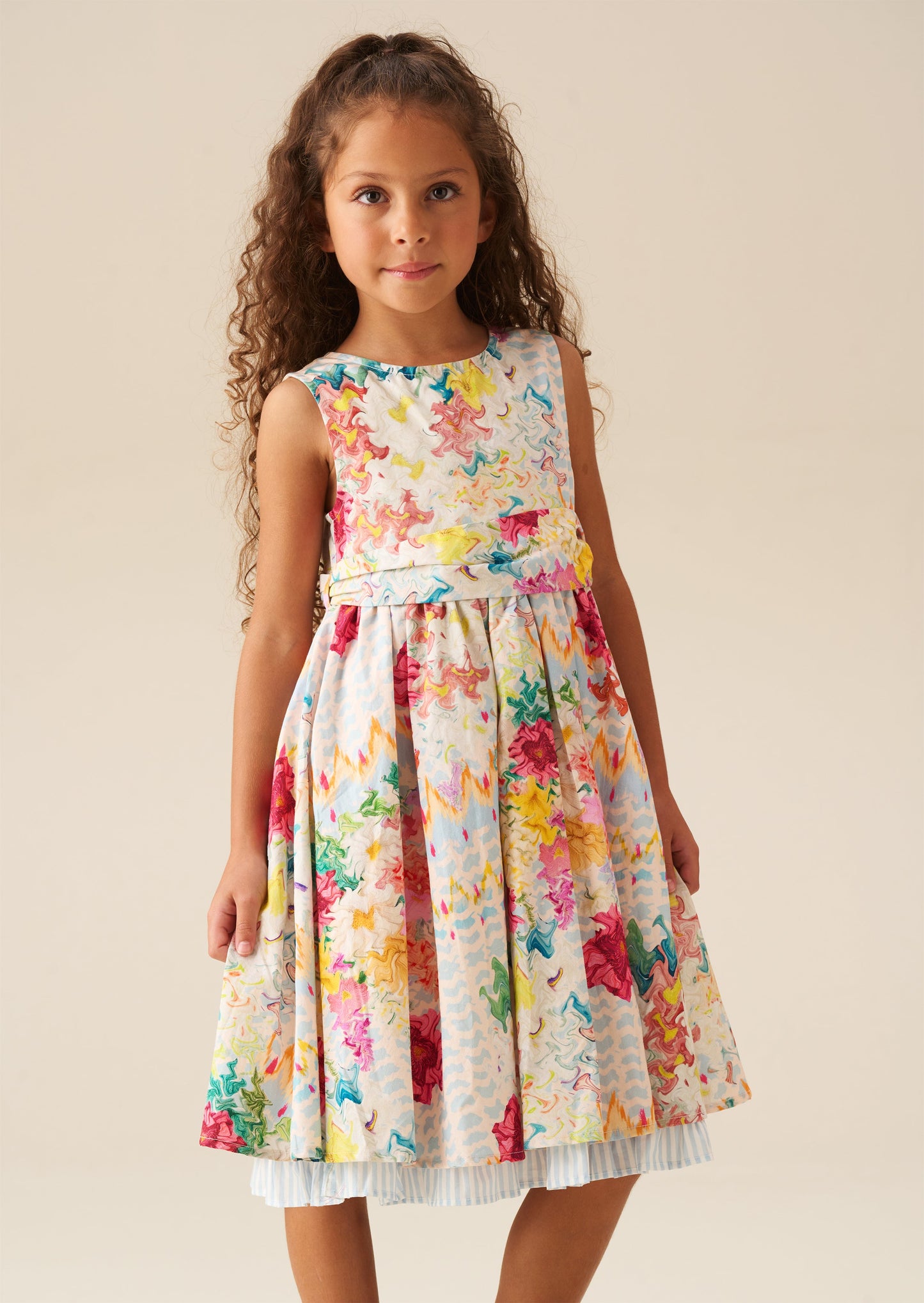 Girls Floral Print Dress with Statement Bow | Angel & Rocket