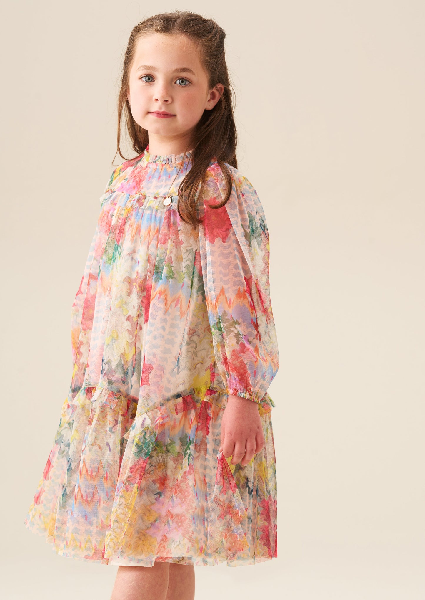 Girls Floral Print Mesh Occasion Dress| Angel & Rocket