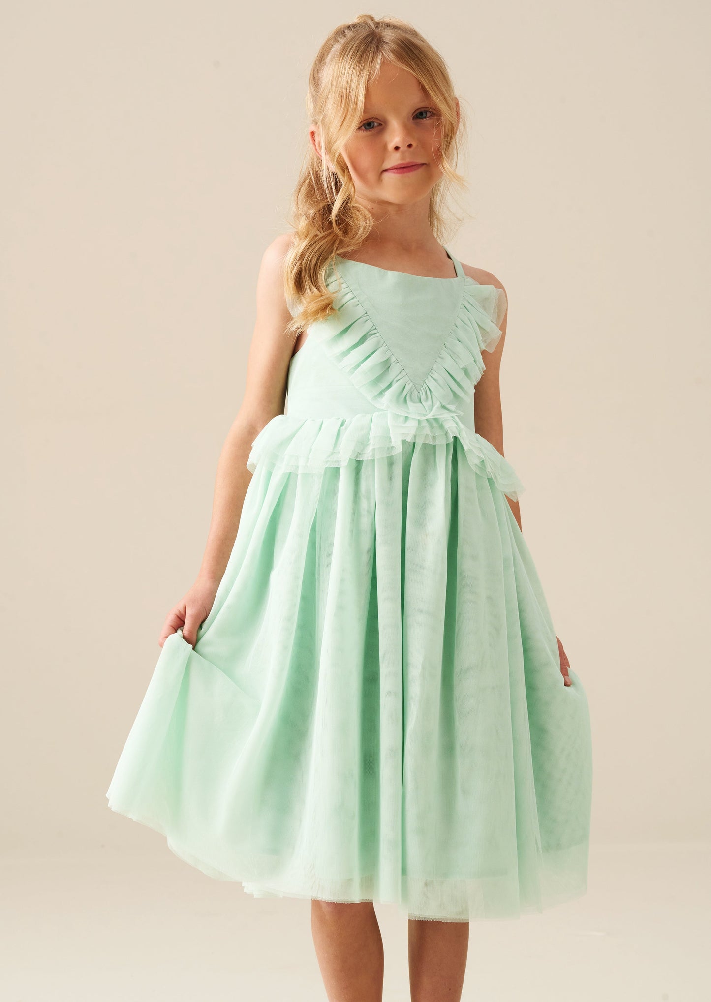 Girls Mint Mesh Summer Party Dress | Angel & Rocket