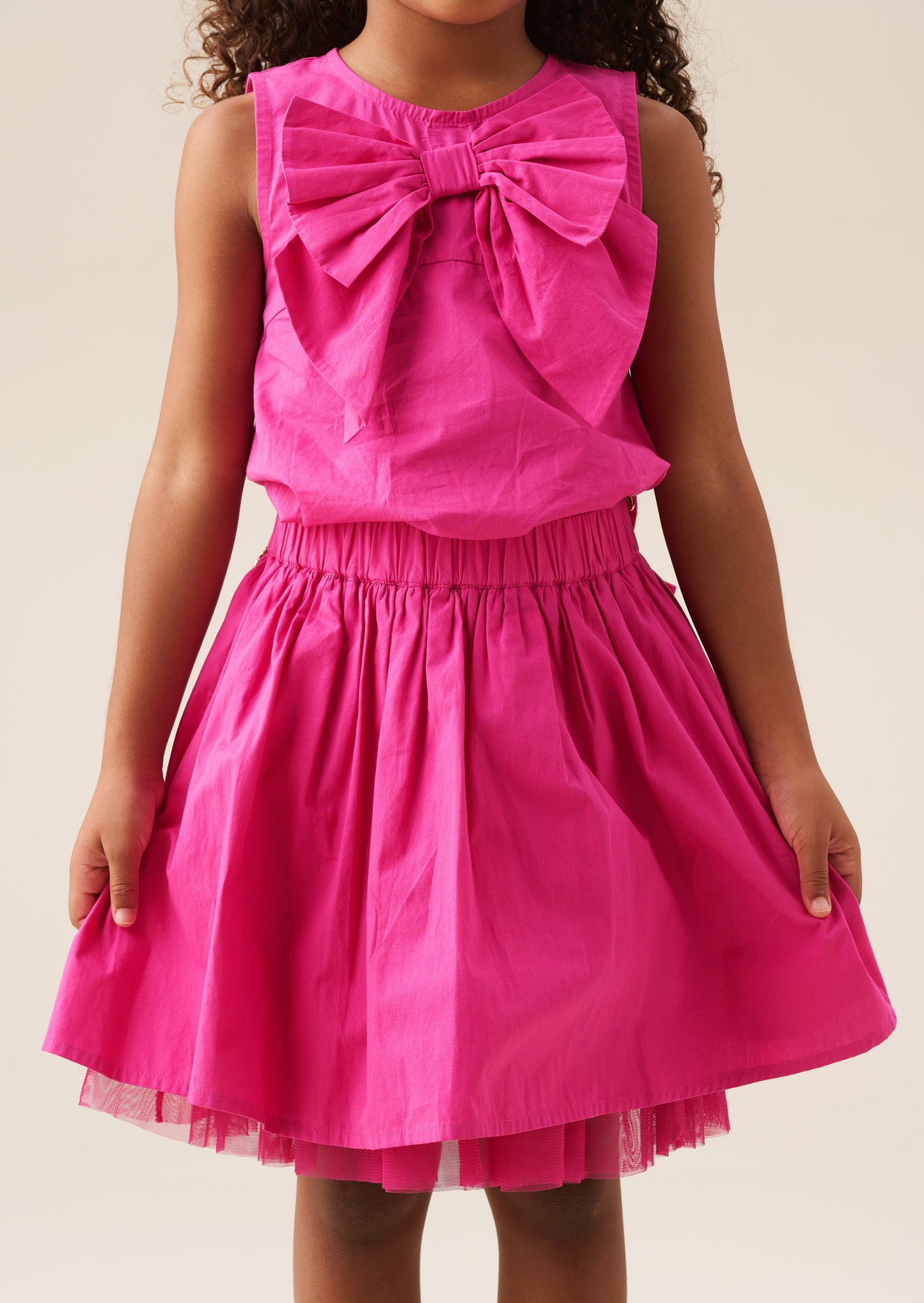 Girls Pink Bow Mesh Skirt | Angel & Rocket