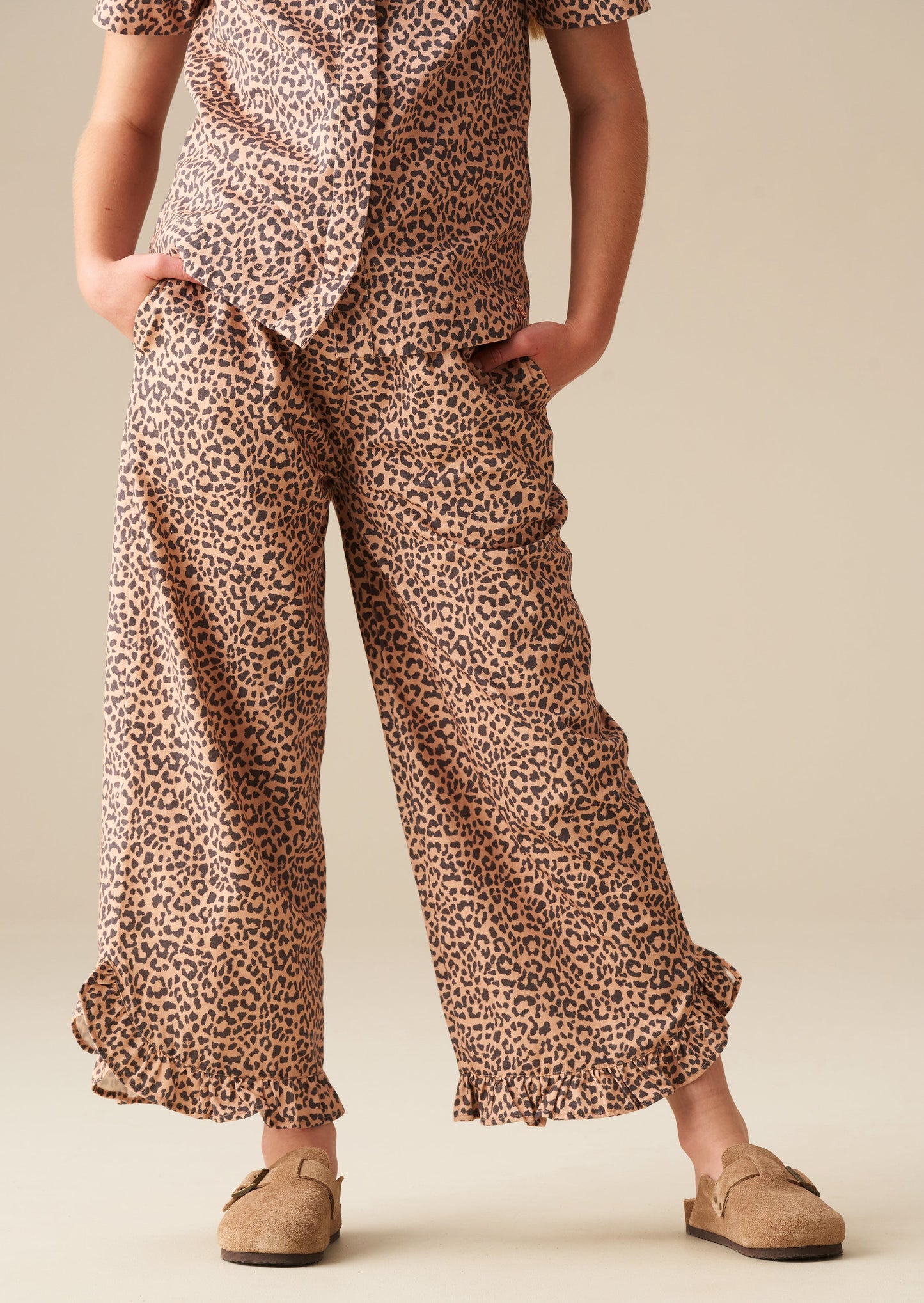 Girls Leopard Print Cropped Trousers | Angel & Rocket