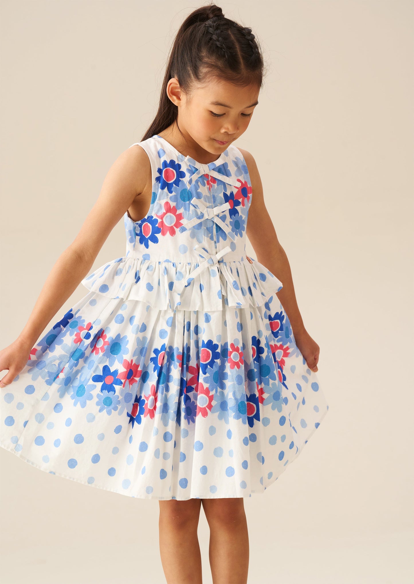 Girls Floral Polka Dot Dress | Angel & Rocket