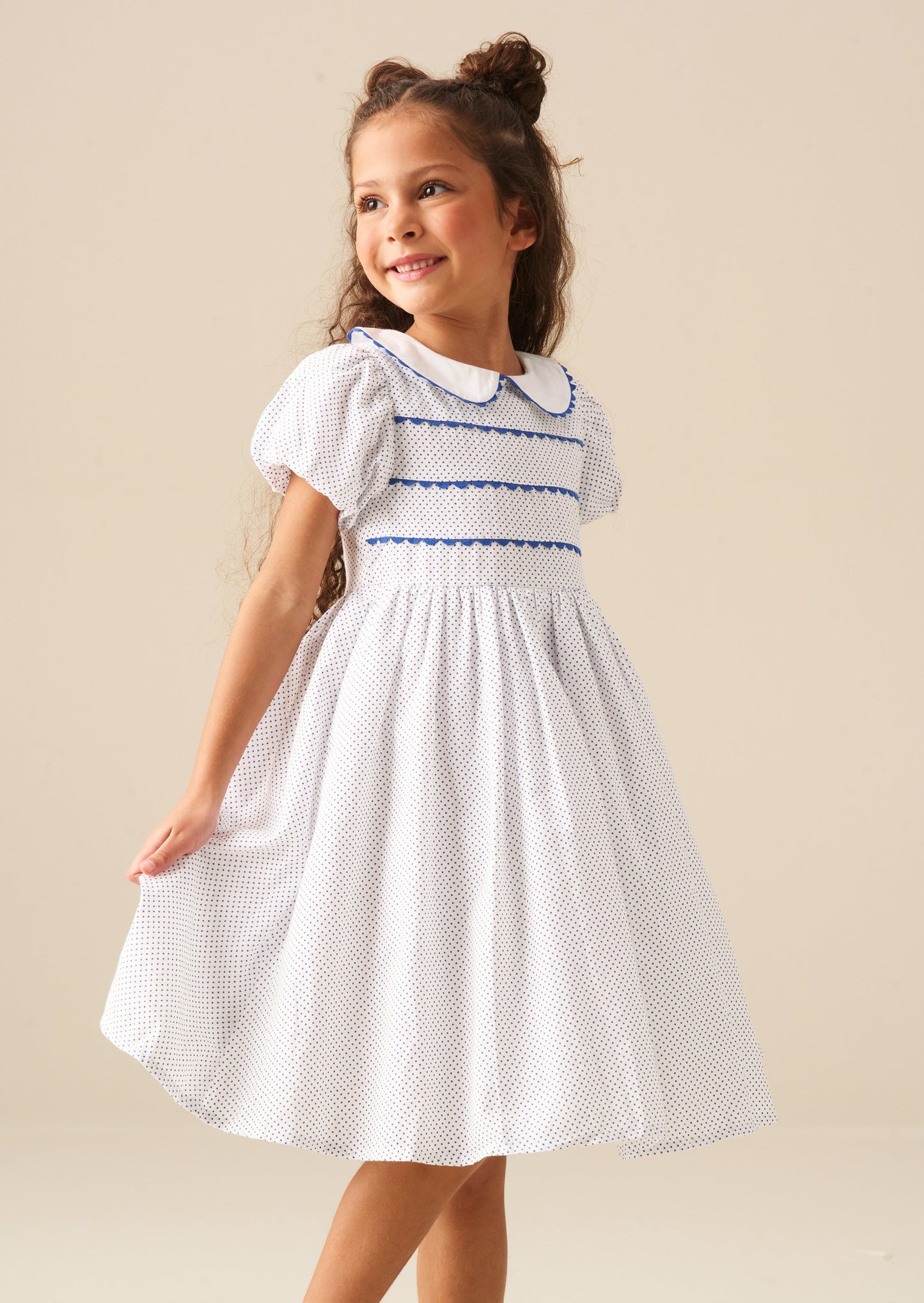Girls Polka Dot Ric Rac Dress | Angel & Rocket