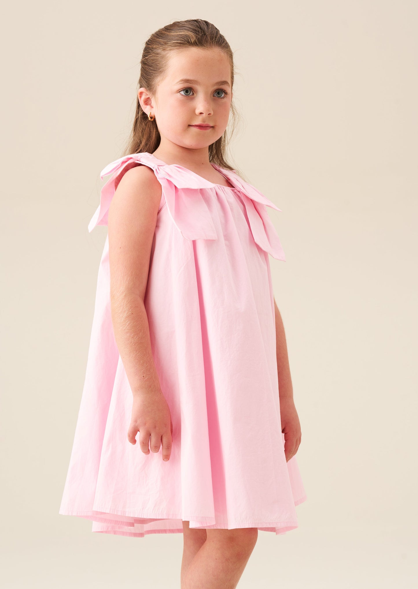 Girls Pink Bow Strap Swing Dress | Angel & Rocket