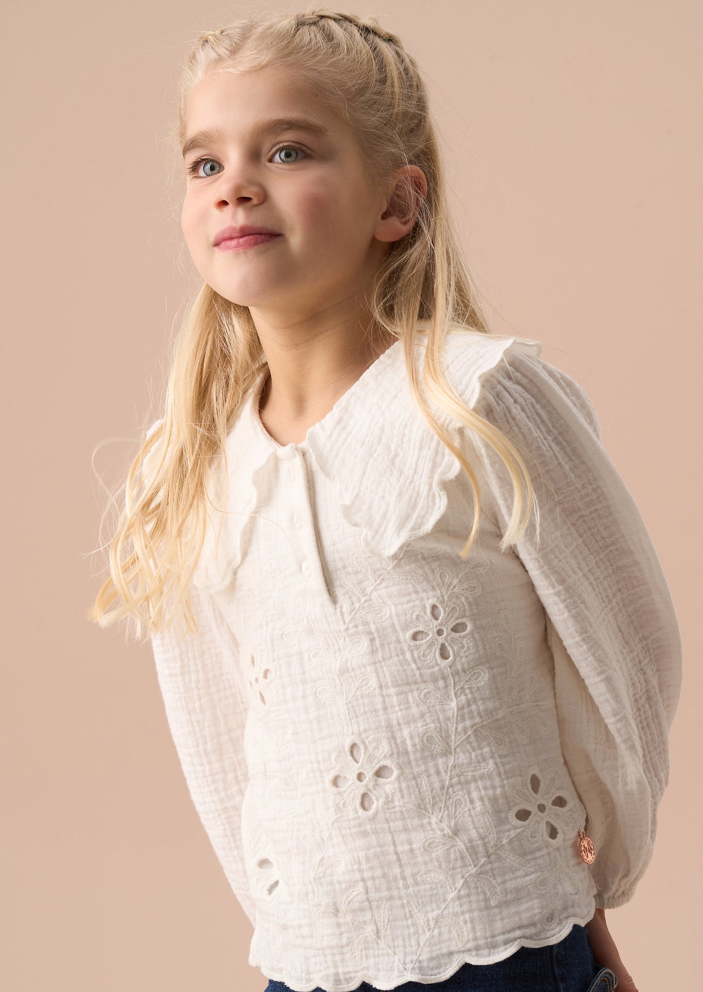 Girls Ivory Cape Collar Top | Angel & Rocket