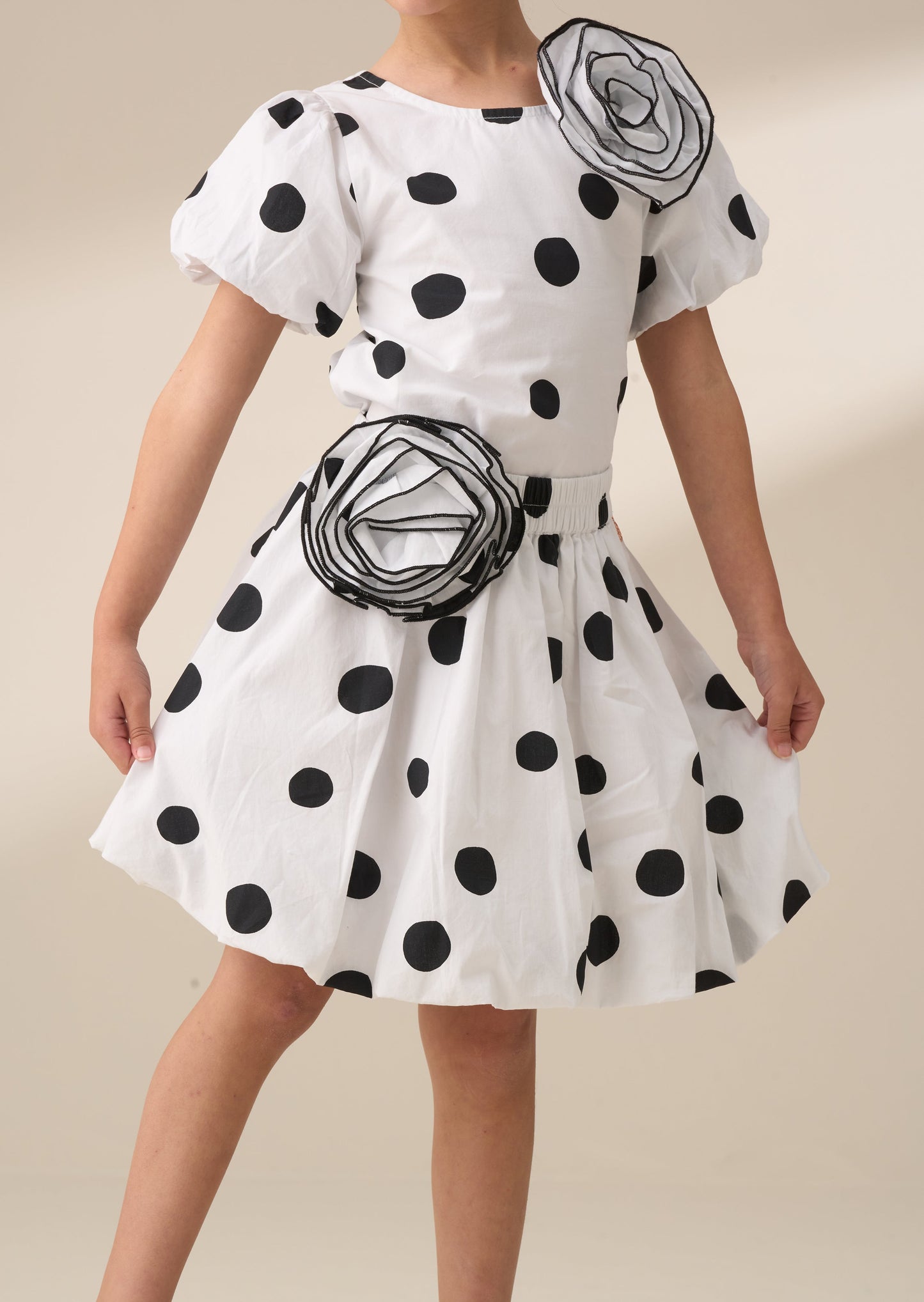 Girls White Polka Dot Bubble Hem Skirt | Angel & Rocket