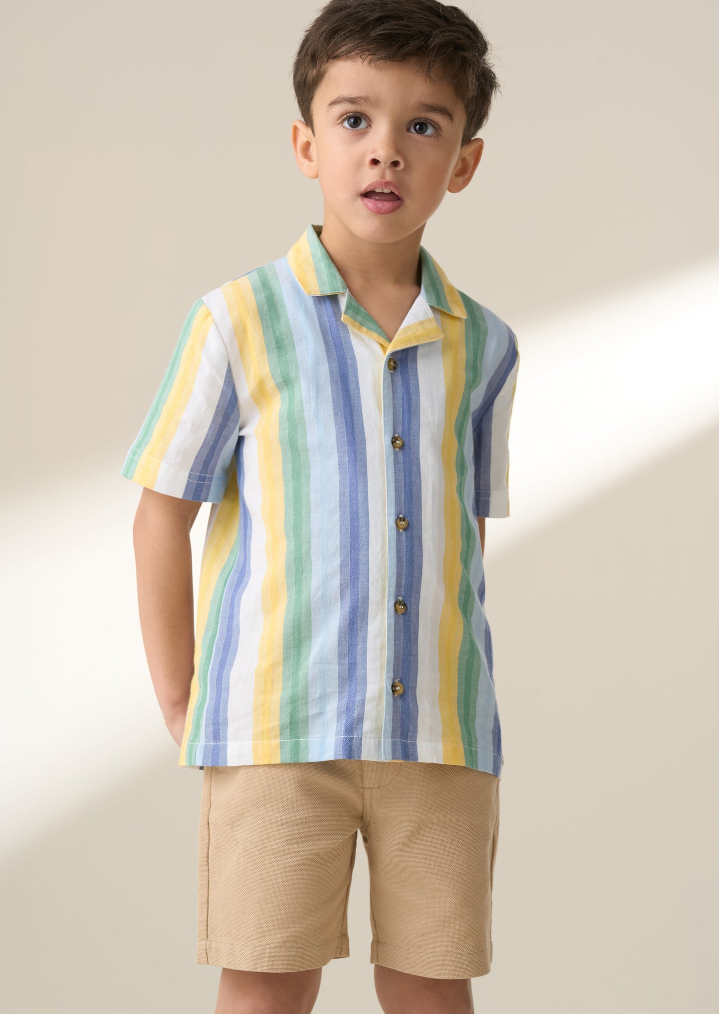 Boys Multicolour Stripe Short Sleeve Summer Shirt | Angel & Rocket