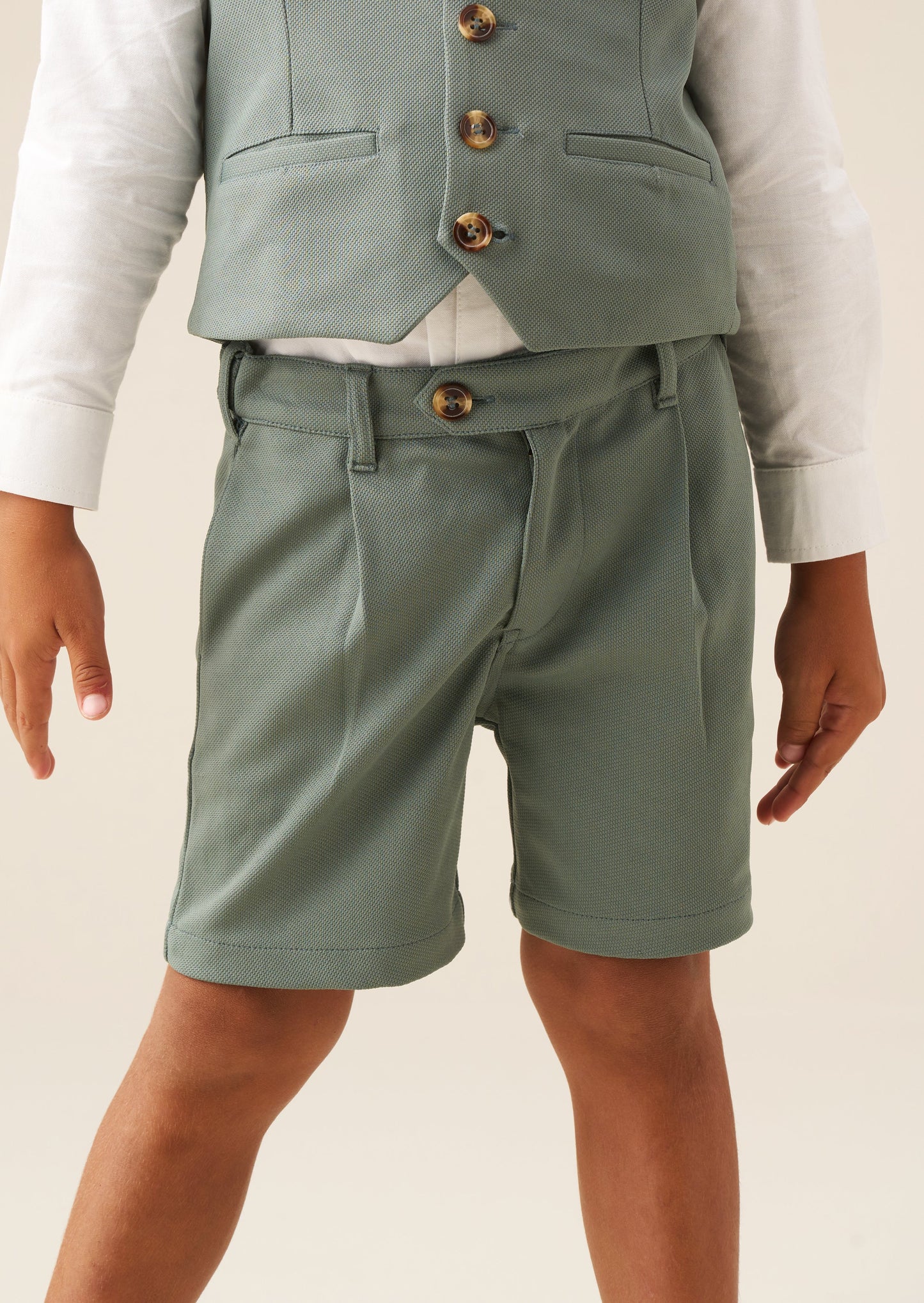 Boys Sage Green Occasion Shorts | Angel & Rocket