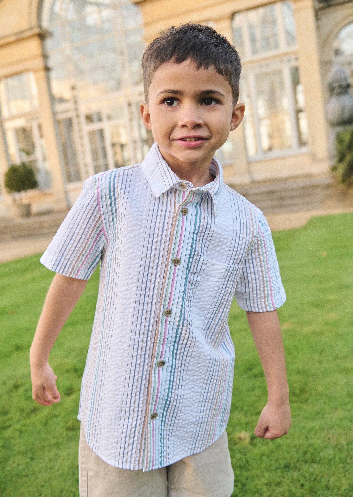 Boys Stripe Seersucker Shirt | Angel & Rocket