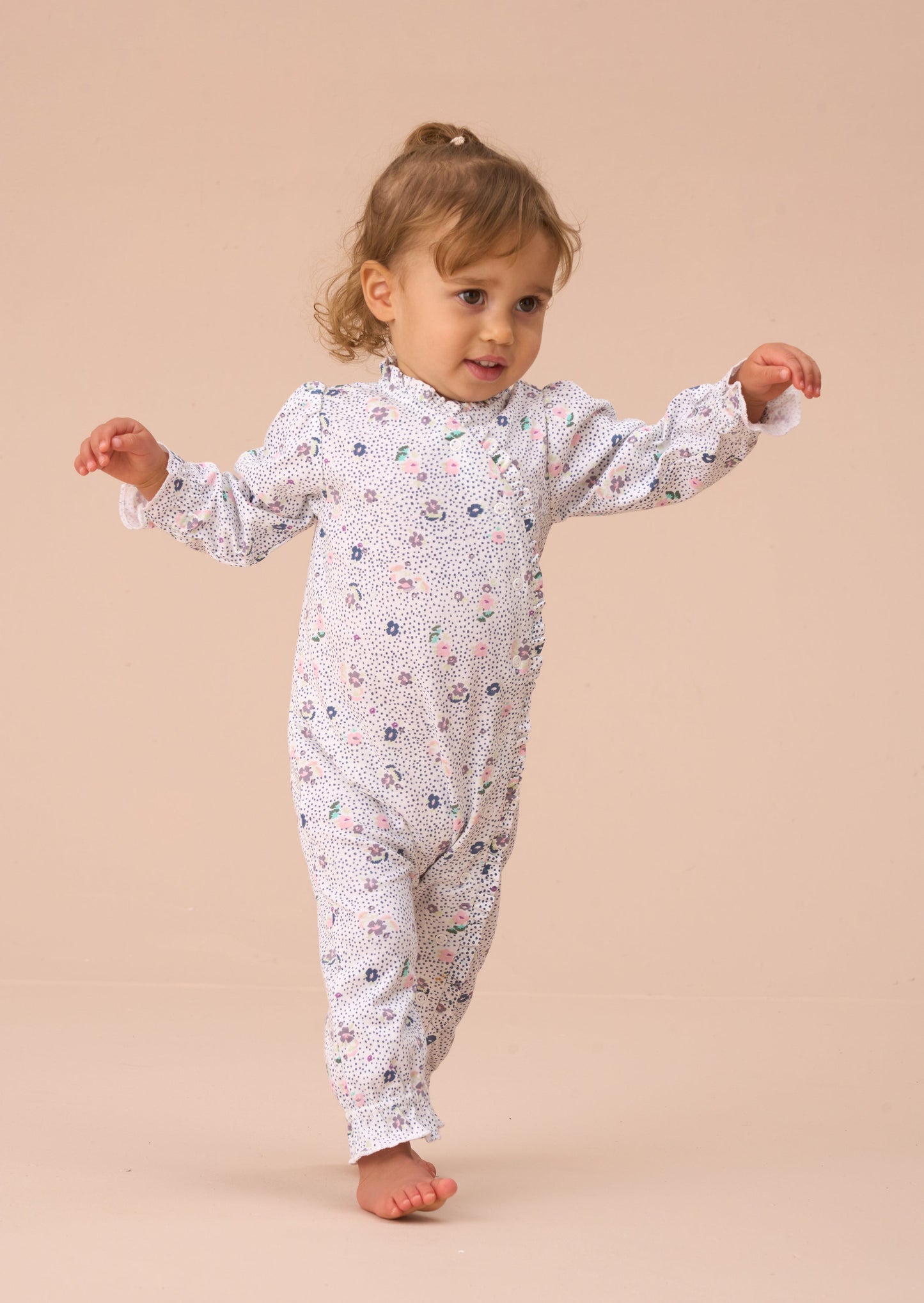 Baby Girl Blue Spot Floral Babygrow & Headband Set | Angel & Rocket