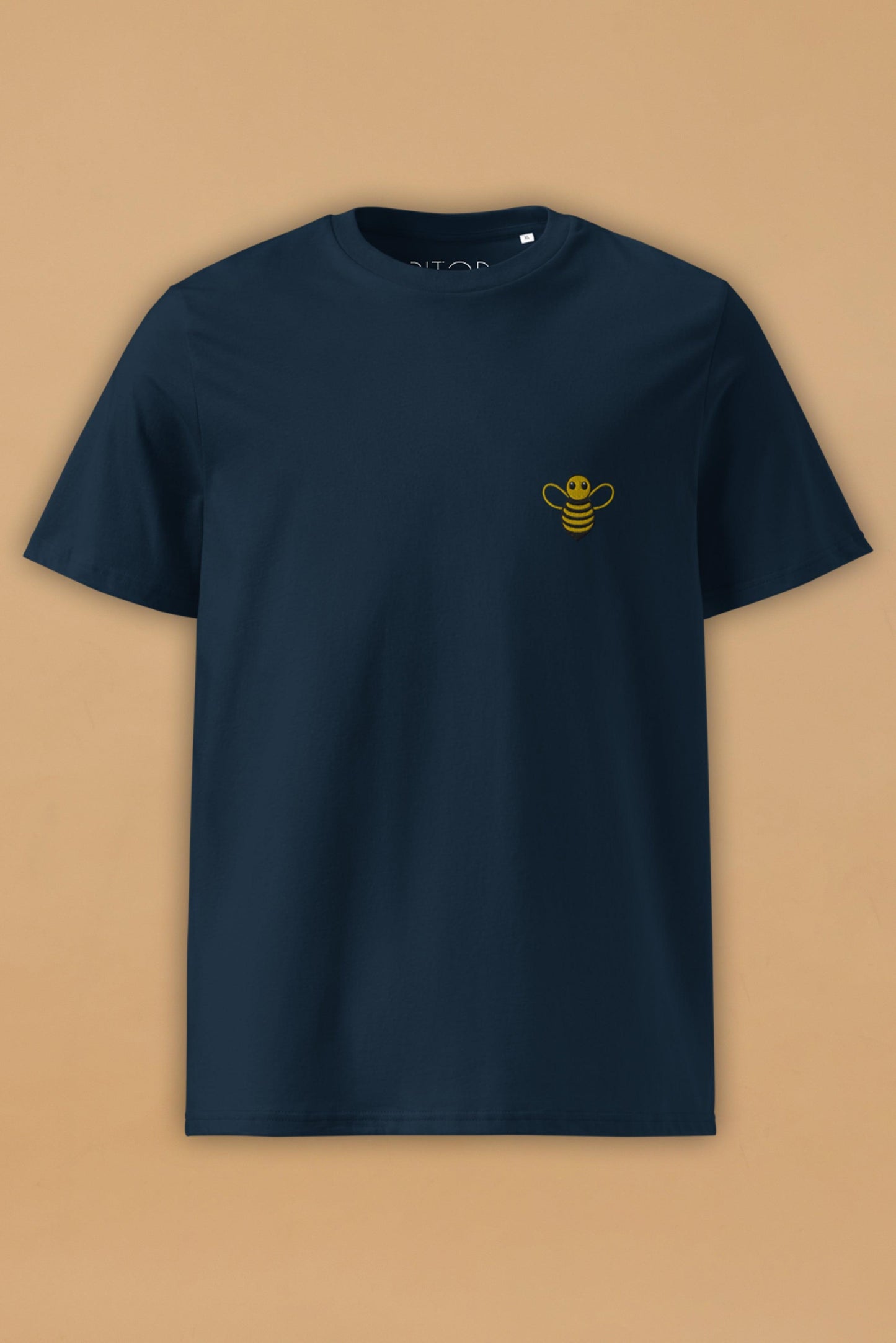 Embroidered Bee Navy Organic Cotton T-Shirt – Unisex