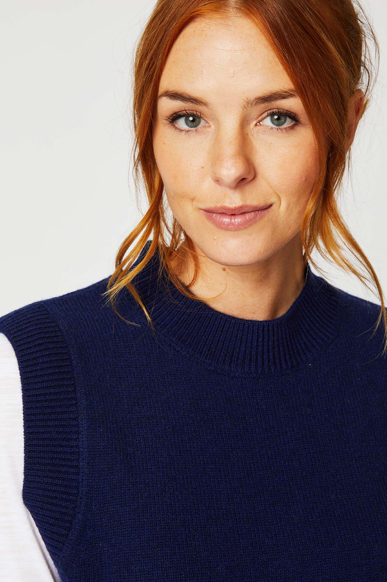 Aspiga Ladies Sustainable Merino Wool Short Knitted Navy Tank