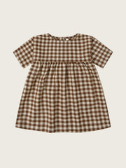 Chestnut Gingham Gather Dress