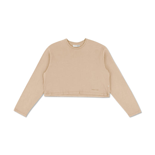 banks long sleeve cropped t-shirt - sesame / xii