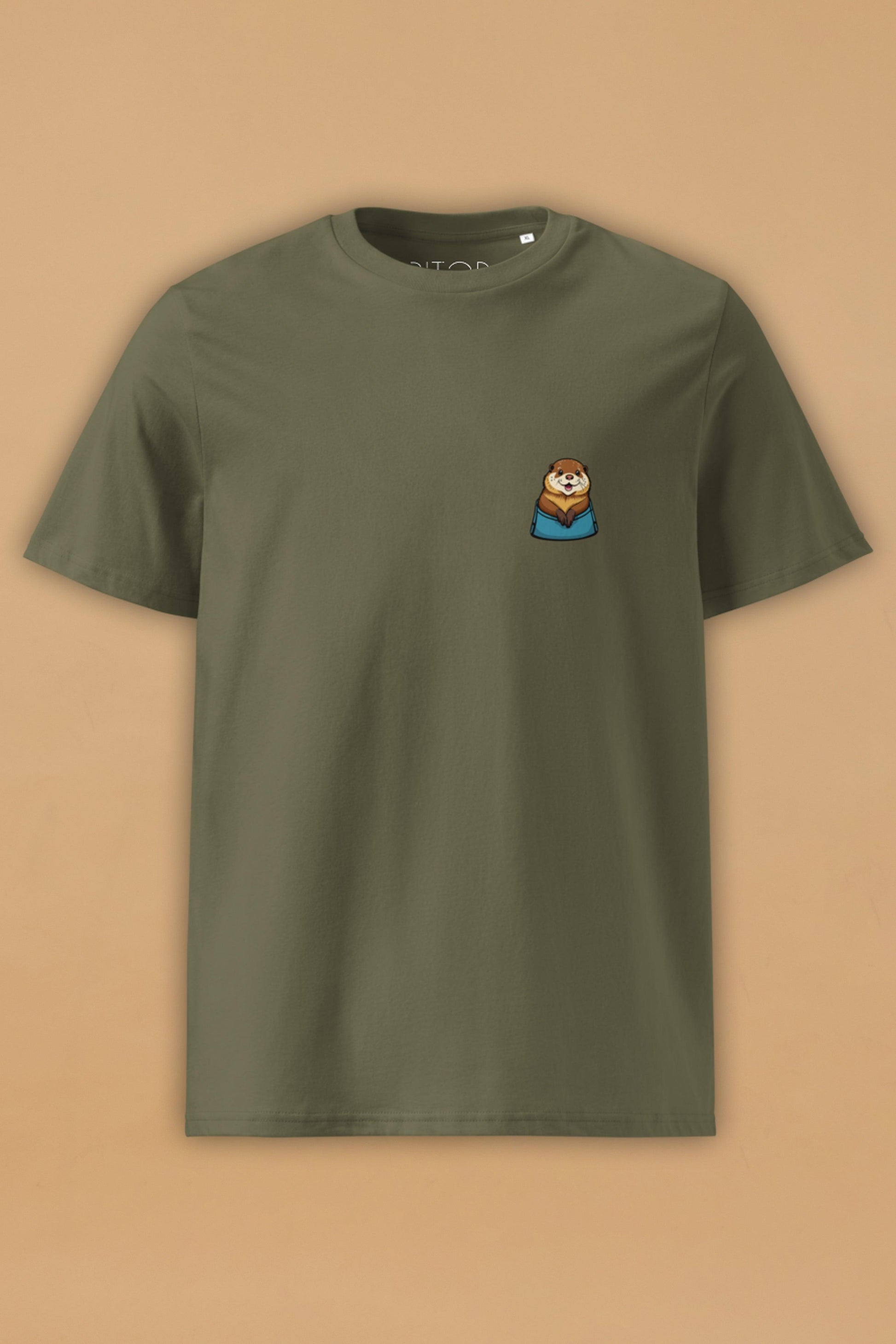 Otter Khaki Organic Cotton T-Shirt – Unisex