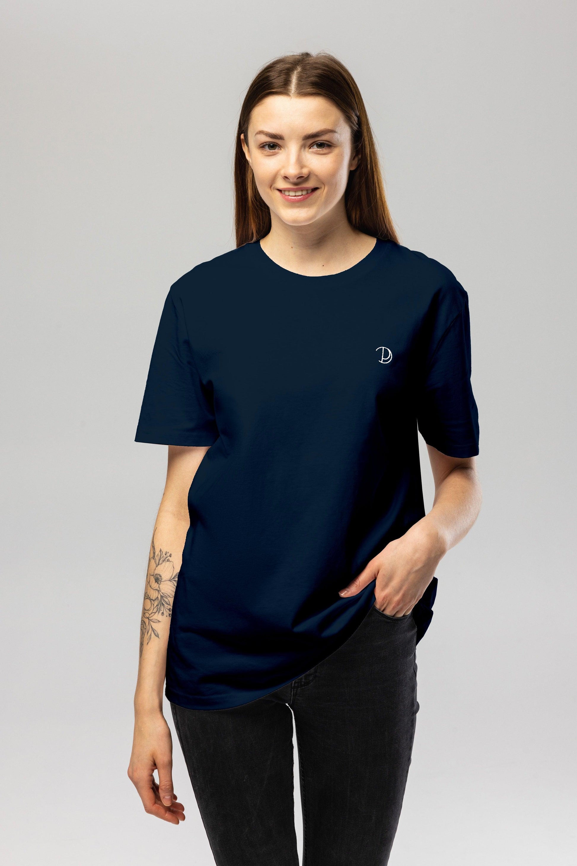 Chest Logo Navy Organic Cotton T-Shirt – Unisex