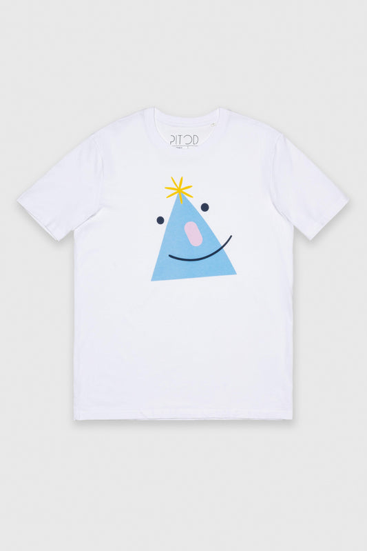 Happy Triangle White Organic Cotton T-Shirt – Unisex