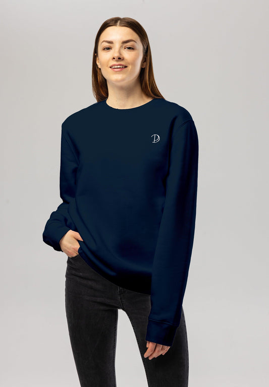Embroidered Logo Navy Organic Cotton Sweatshirt – Unisex