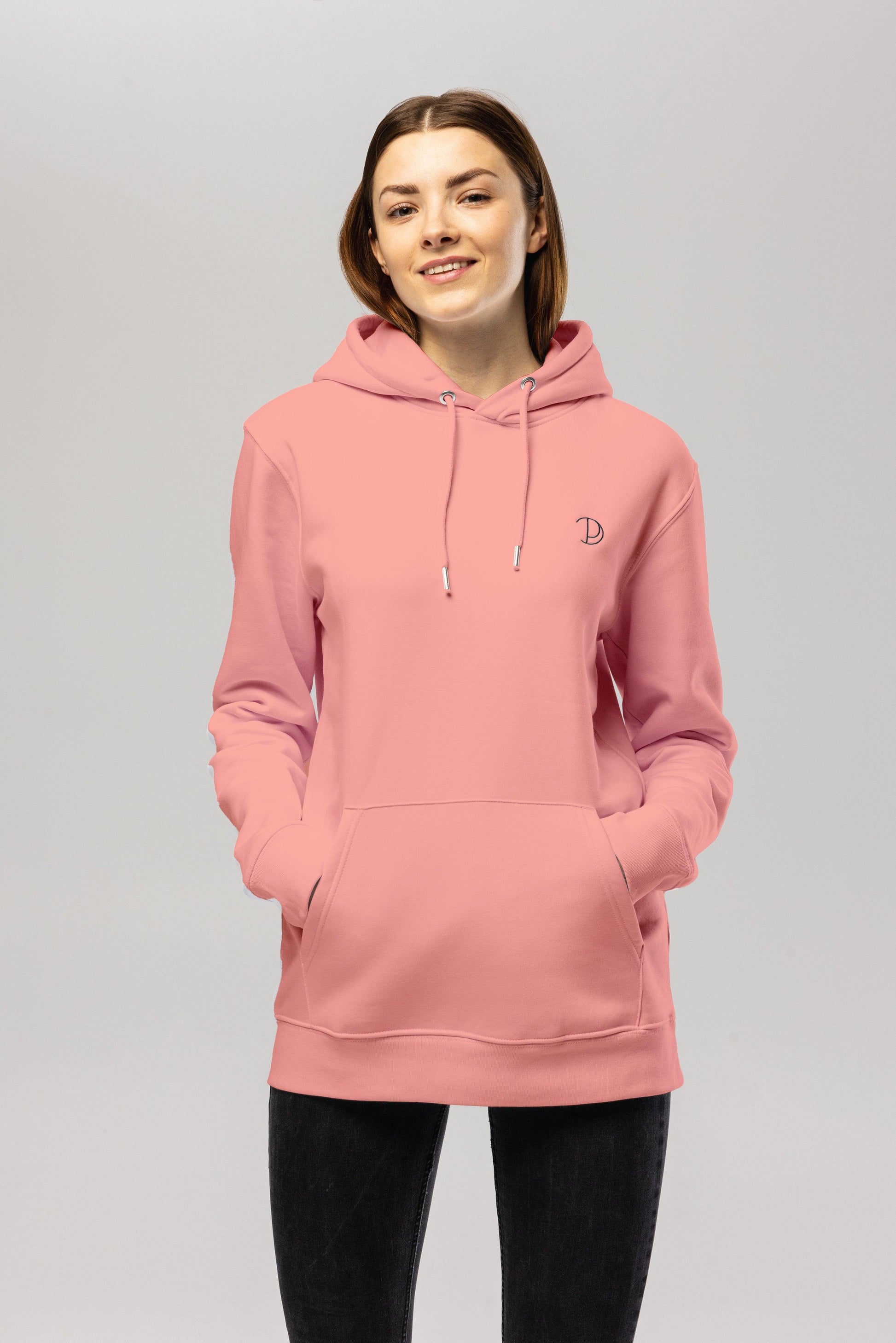 Embroidered Logo Canyon Pink Organic Cotton Hoodie – Unisex