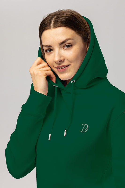 Embroidered Logo Glazed Green Organic Cotton Hoodie – Unisex