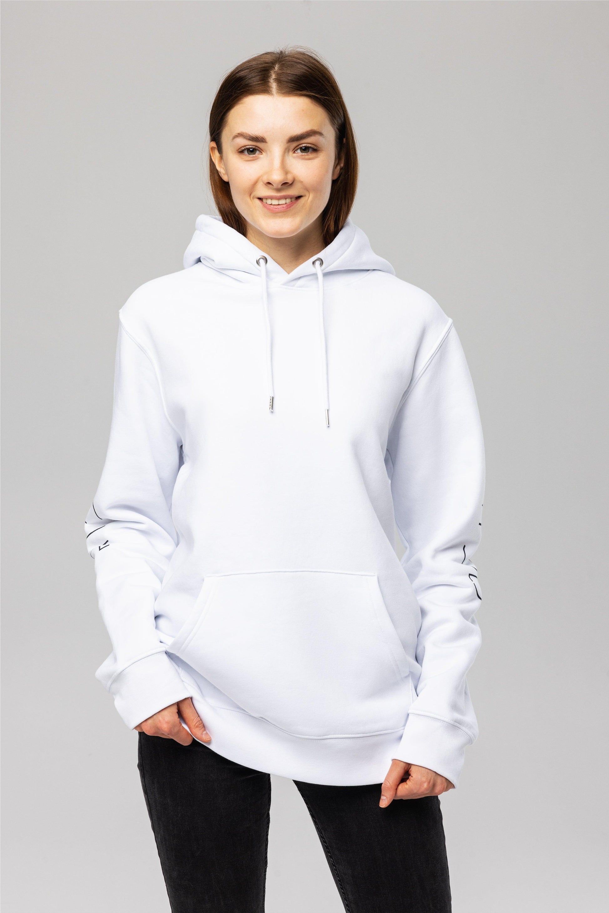 Pitod Sleeve White Organic Cotton Hoodie – Unisex
