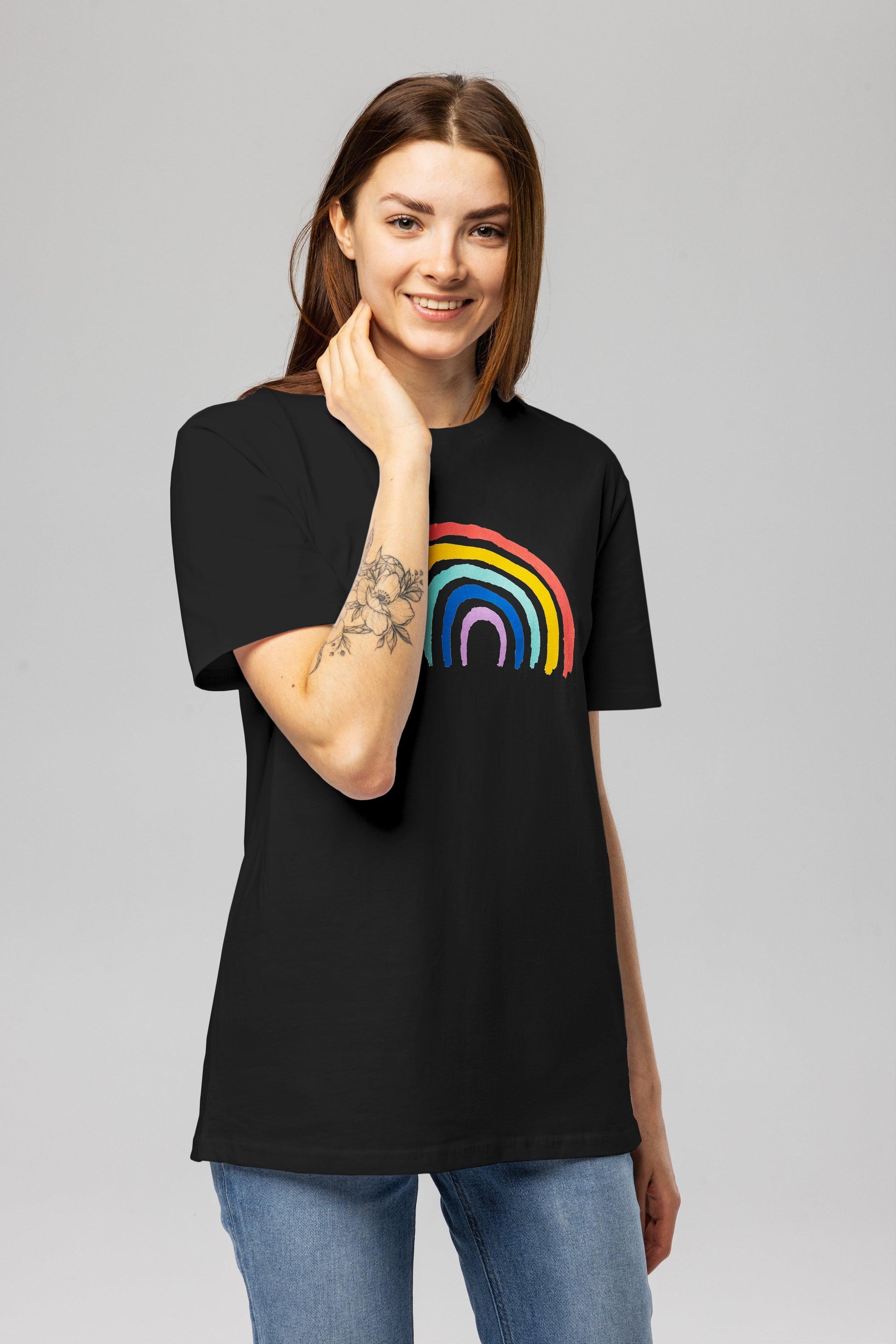 Rainbow Black Organic Cotton T-Shirt – Unisex