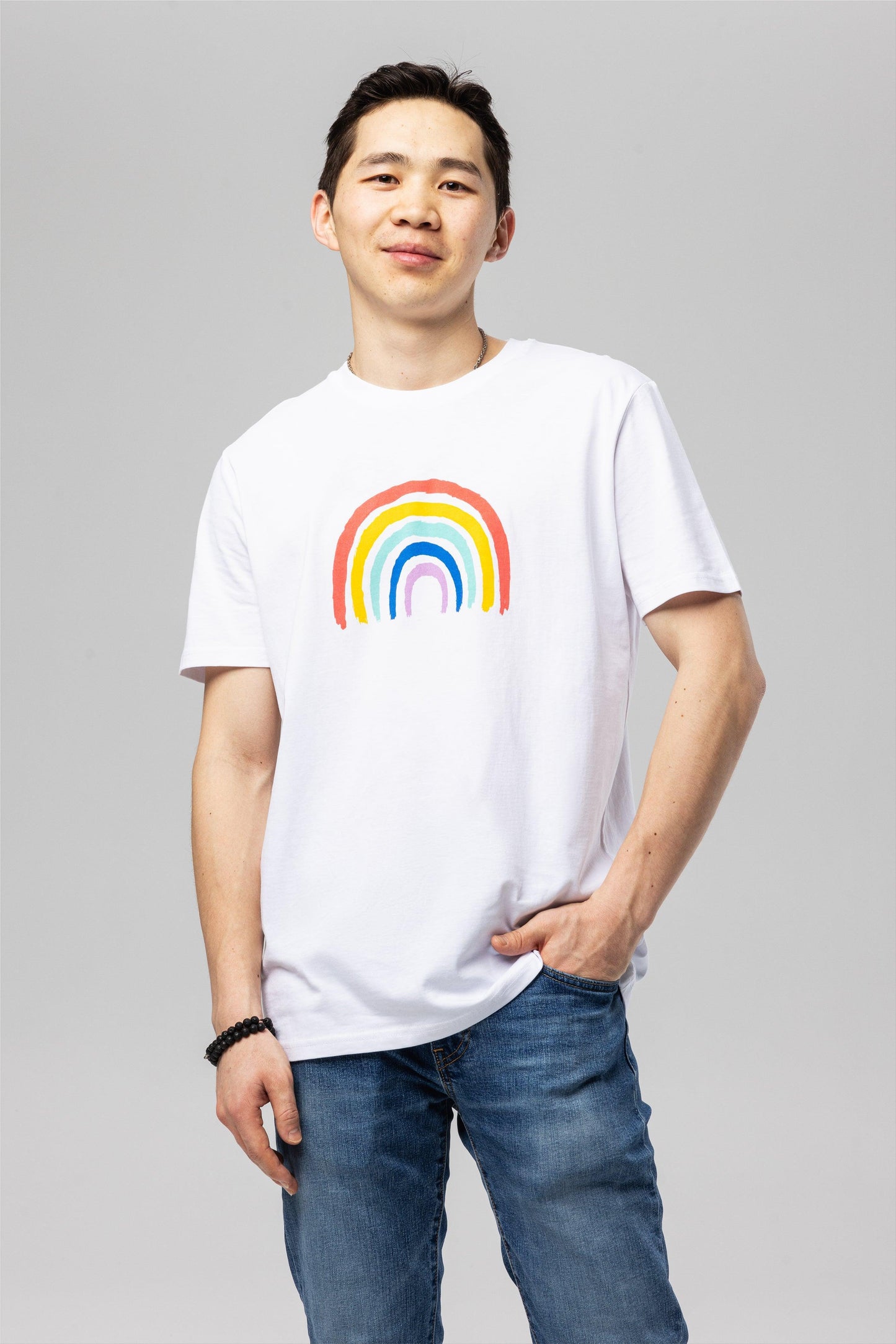 Rainbow White Organic Cotton T-Shirt – Unisex