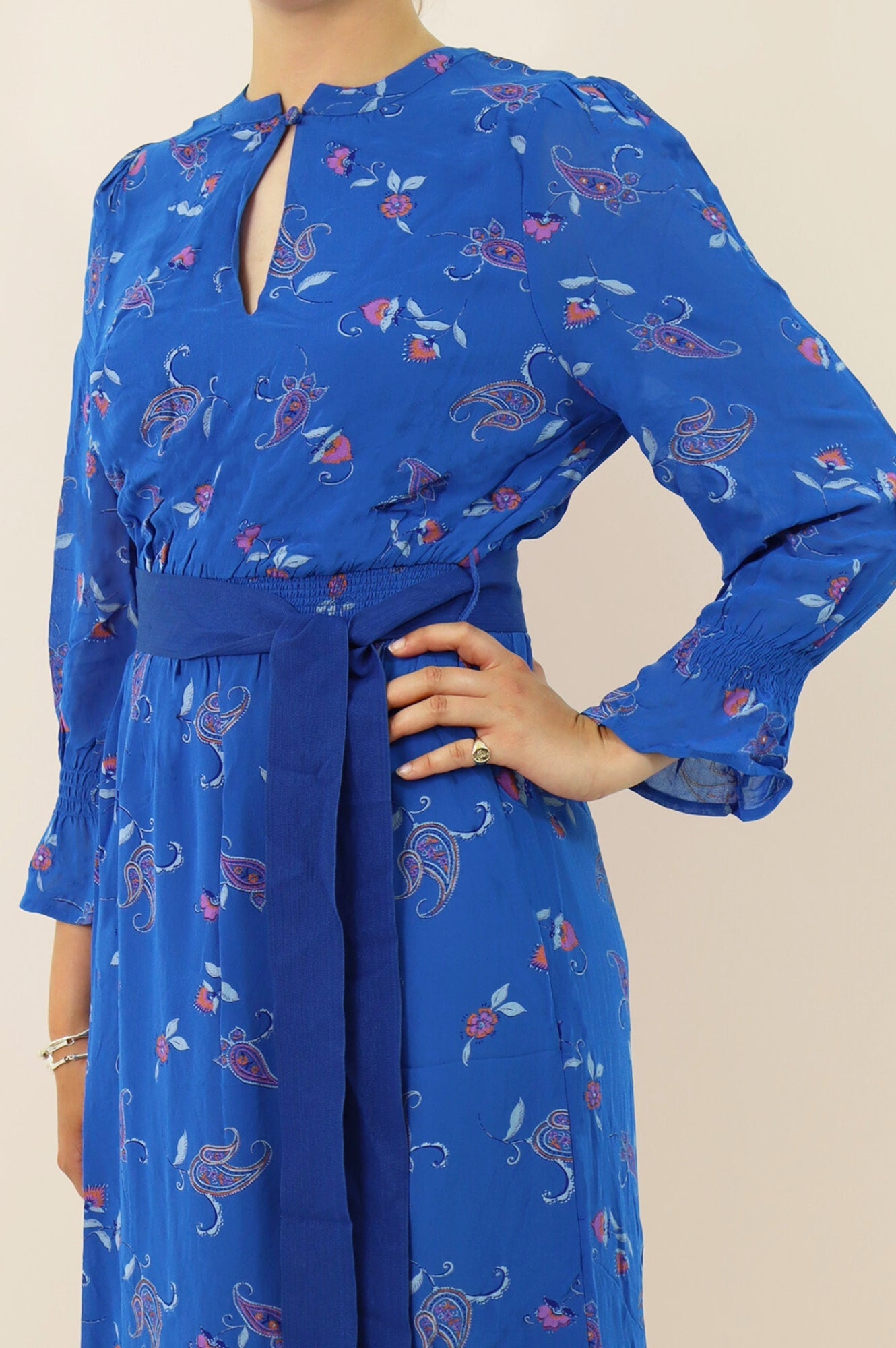 Aspiga Ladies Sustainable Maeve Georgette Dress Blue Orange