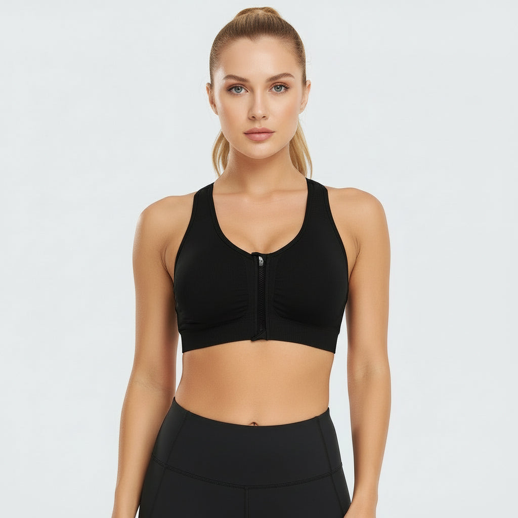 Zip Front High Impact Sports Bra