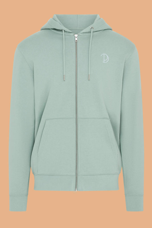 Embroidered P Zip-Up Aloe Organic Cotton Hoodie – Unisex