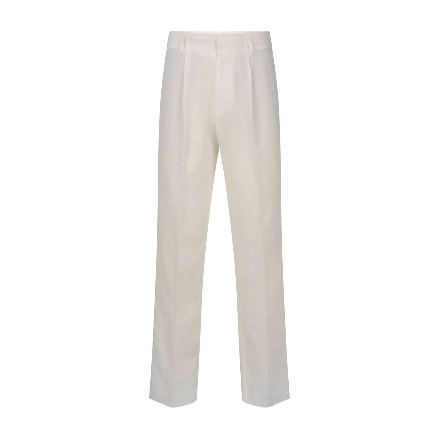 Pantalon plissé en lin blanc