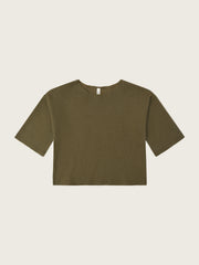 Olive Waffle Boxy Sweatshirt