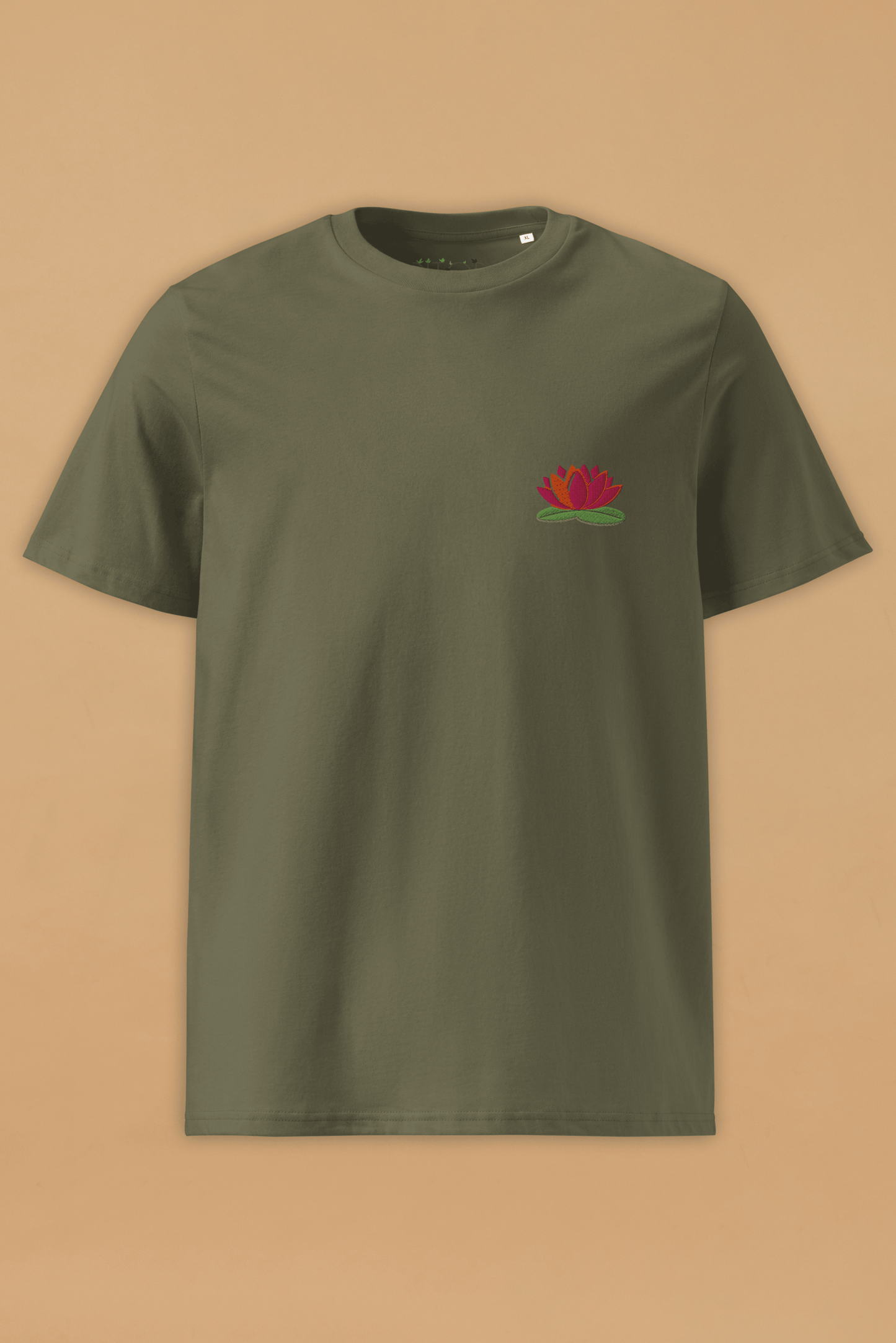Water Lily Khaki Organic Cotton T-Shirt – Unisex