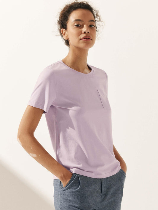 Stretch-Knit Bamboo Classic Basic Tee BELLE - Lavender / Crew Neck