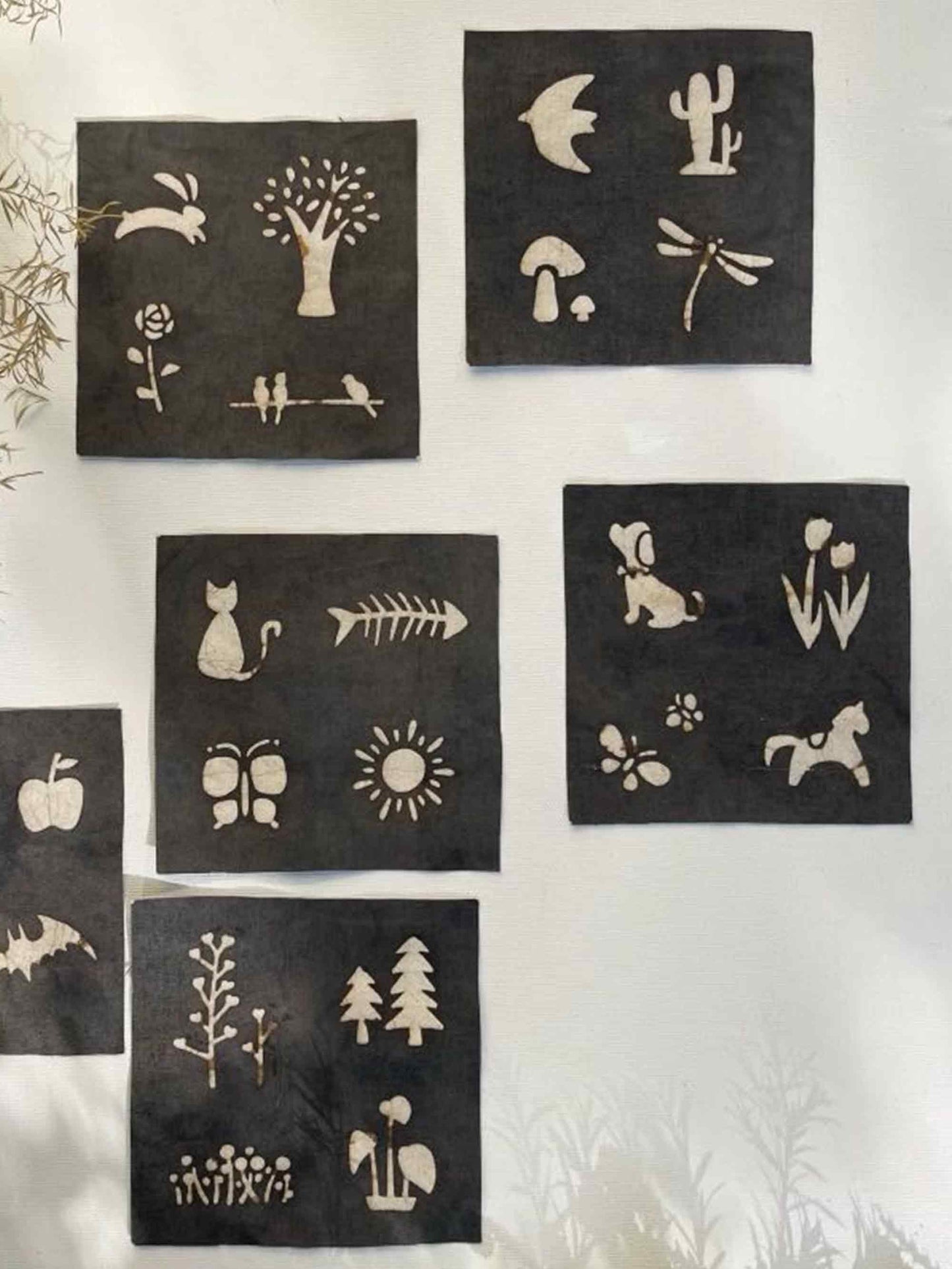 Tea-Dyed Decorative Fabric Patches for Diy Journals (5 Pieces) - Gray Tea / One-Size