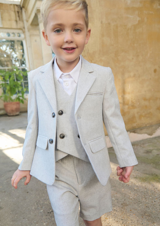Boys Smart Grey Textured Blazer | Angel & Rocket