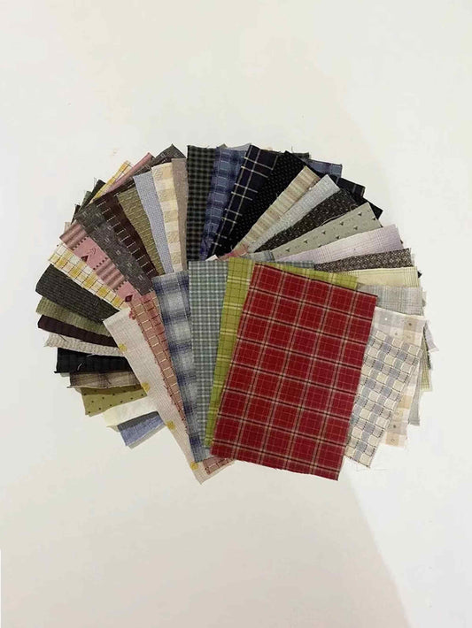 Yarn-Dyed Fabric Scraps for Clothes & Patchwork (10 Pieces) - Printed Fabric / Medium
