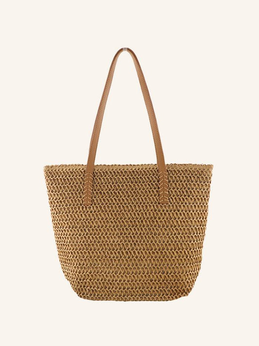 Woven Tapered Tote - Brown / One-Size