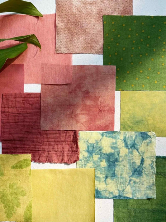 Blooming Botanical Hand-Dyed Cotton Linen Patchwork Kit (13 Swatches) - Spring Hues / One-Size