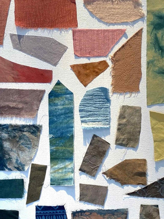 Persimmon Plant-Dyed Cotton Linen Silk Patchwork Kit (17 Swatches) - Deep Hues / One-Size
