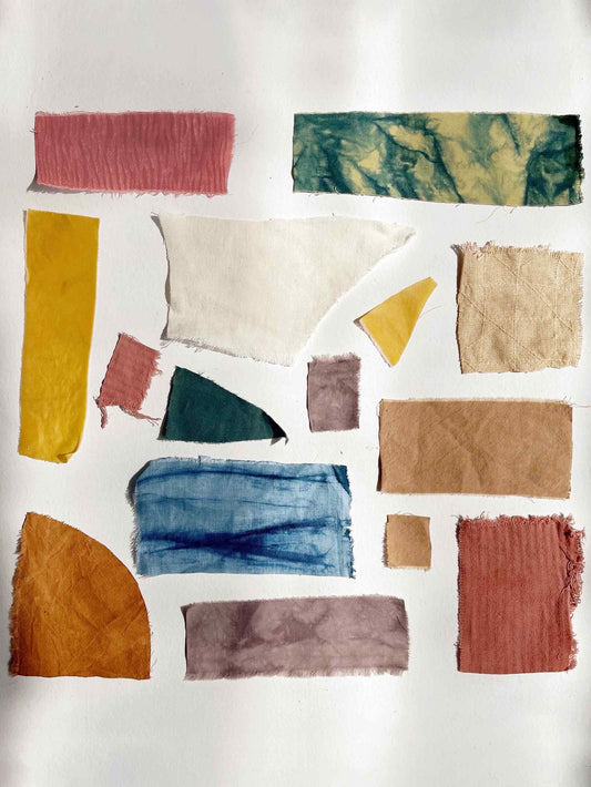 Persimmon Plant-Dyed Cotton Linen Silk Patchwork Kit (17 Swatches) - Soft Hues / One-Size