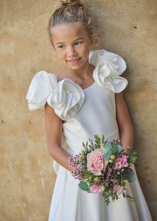 Girls White Bow Back Occasion Dress | Angel & Rocket