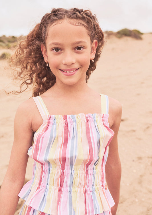 Girls Stripe Shirred Summer Top | Angel & Rocket